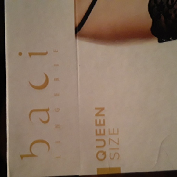 NWT Baci Queen Size Sexy Black  Lace Top Dot Thigh Highs Afterdark By Baci - Picture 2 of 10